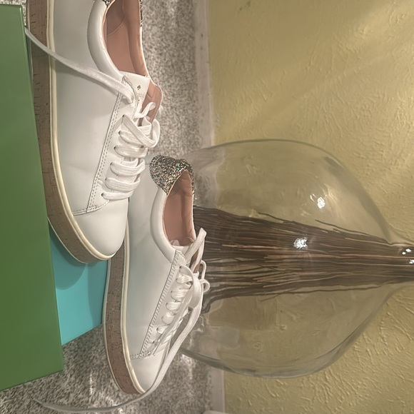 Like new white pair with glitter on back Kate Spade sneakers - Picture 6 of 8